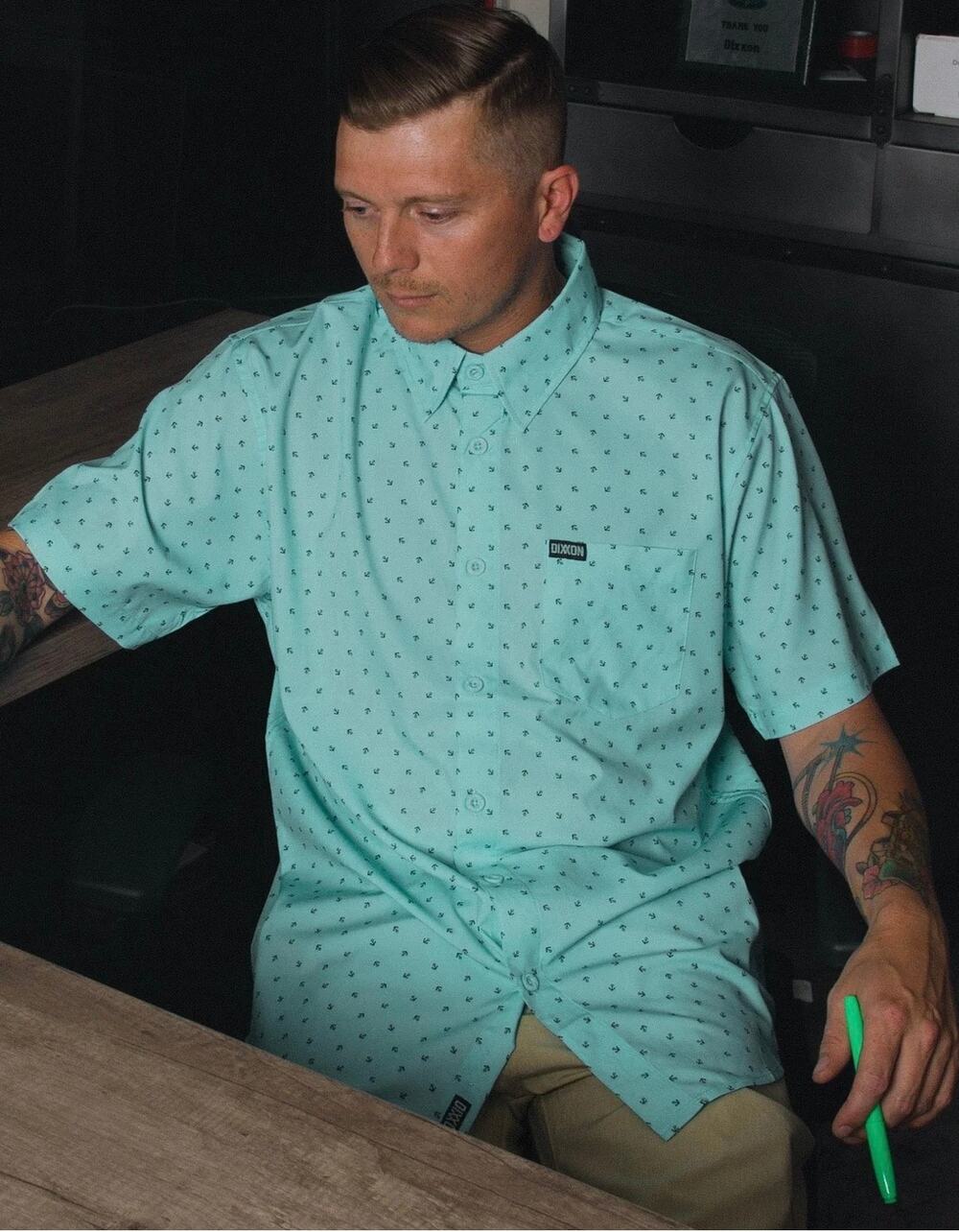 Dixxon Flannel Co Avery Short Sleeve Shirt Party Wear Blend Green Mens Size XL